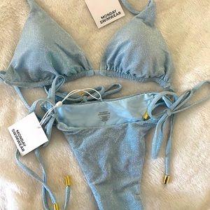 Monday swim wear blue sparkle bikini
